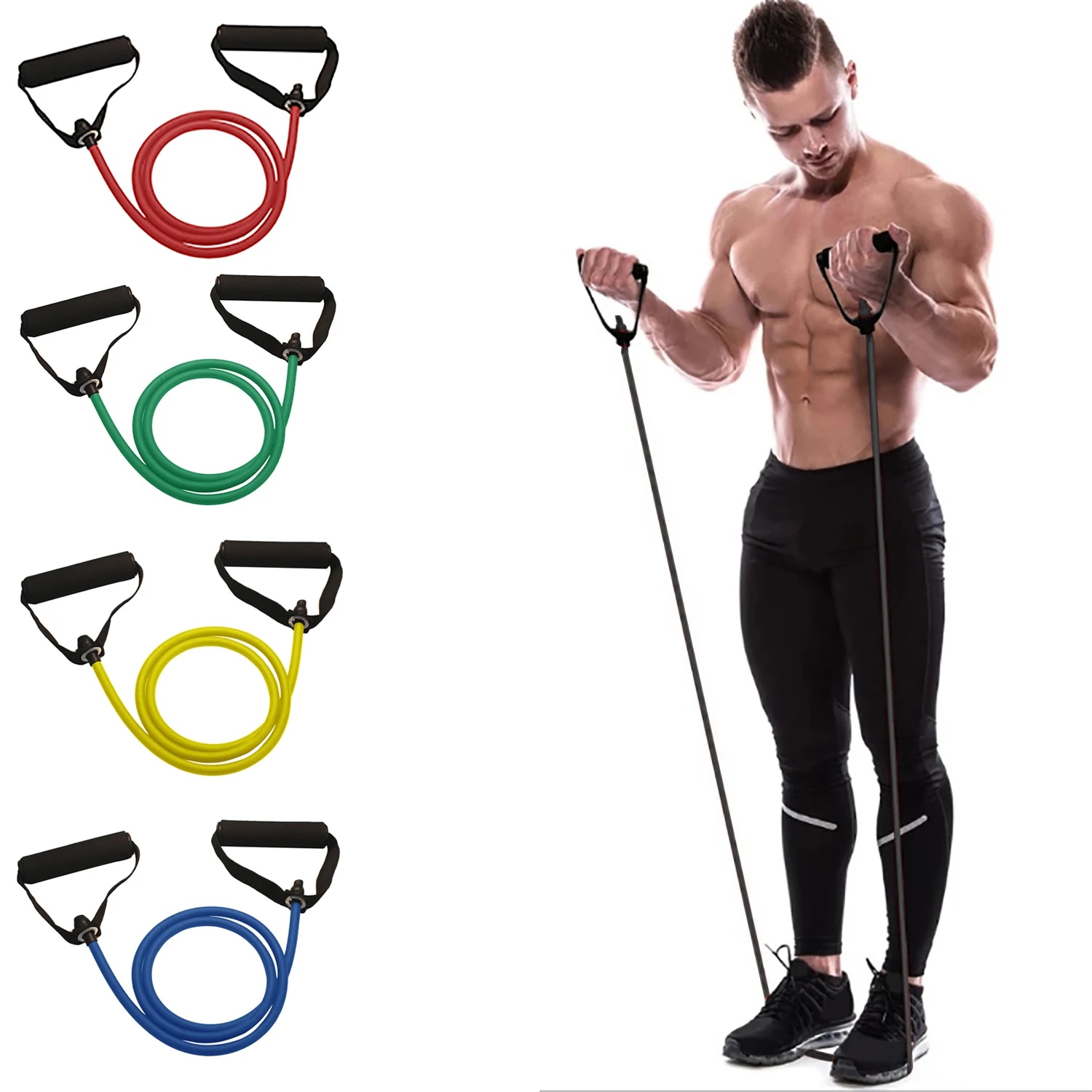 Sports Equipment At Home - Resistance Bands With Handles, Exercise Bands,