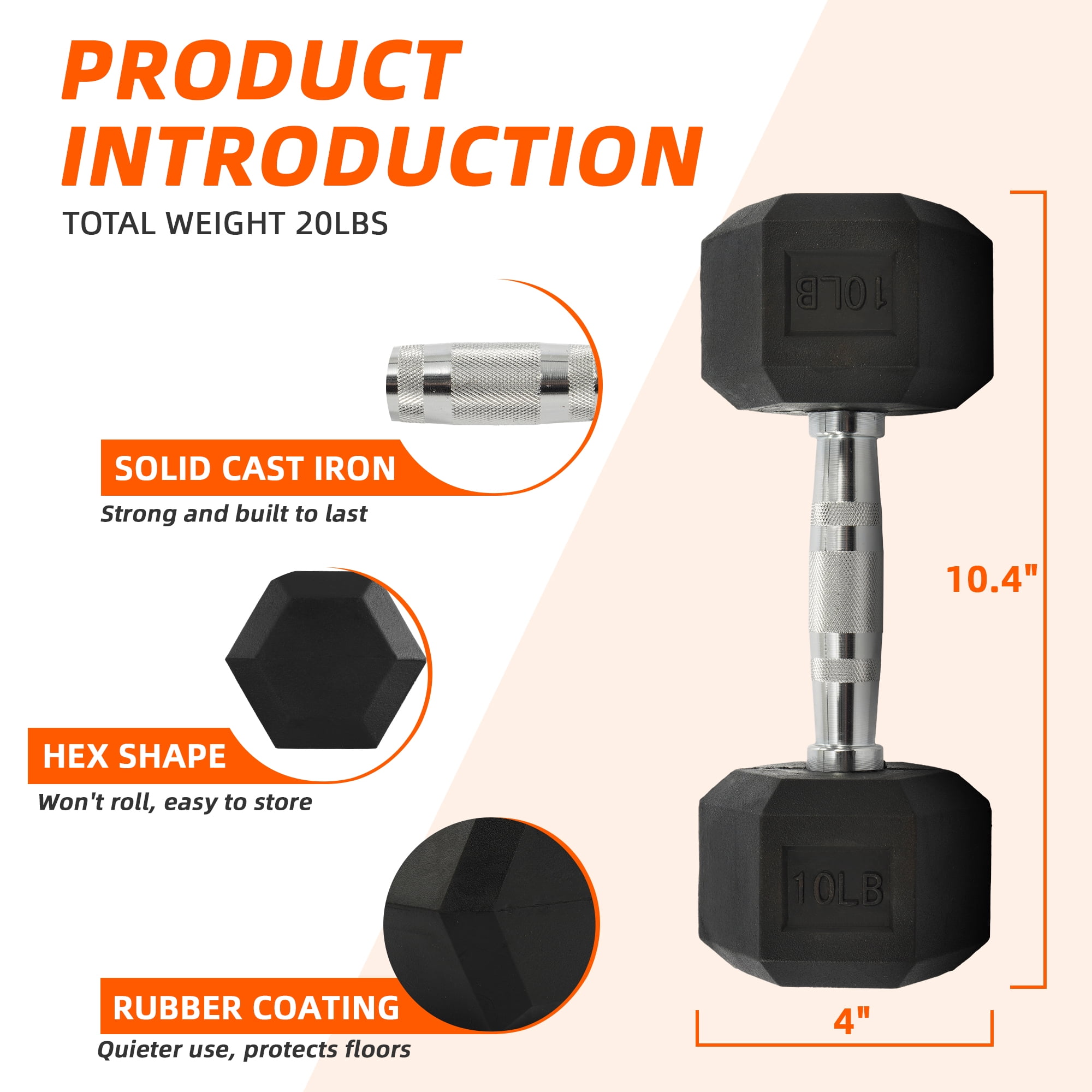 Rubber Coated Hex Dumbbell 10  - Sports Equipment At Home 评论和价格