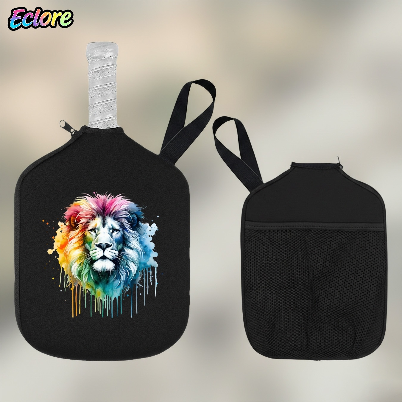 Colorful Watercolor Lion Head  - Pickleball Paddle 评论和价格