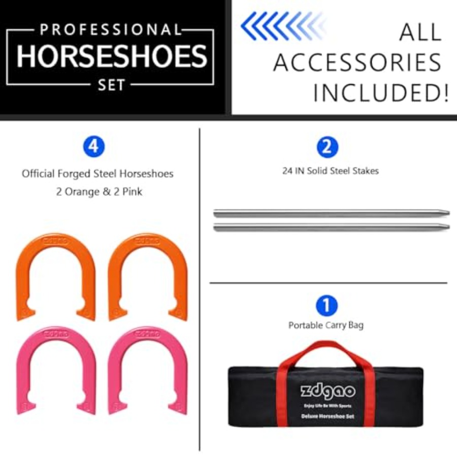 Backyard and beach outdoor gam - Horseshoe Game Set 评论和价格