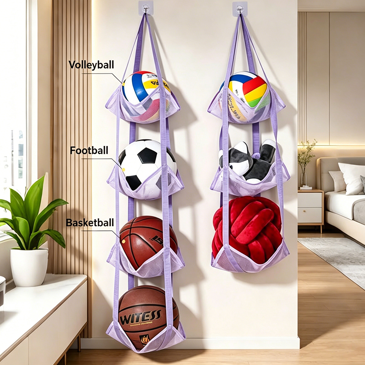 3/4 Tier Hanging Ball Storage  - Sports Equipment Volleyball 评论和价格